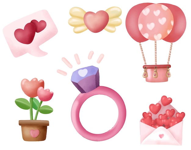 Watercolor cute Valentine decorate