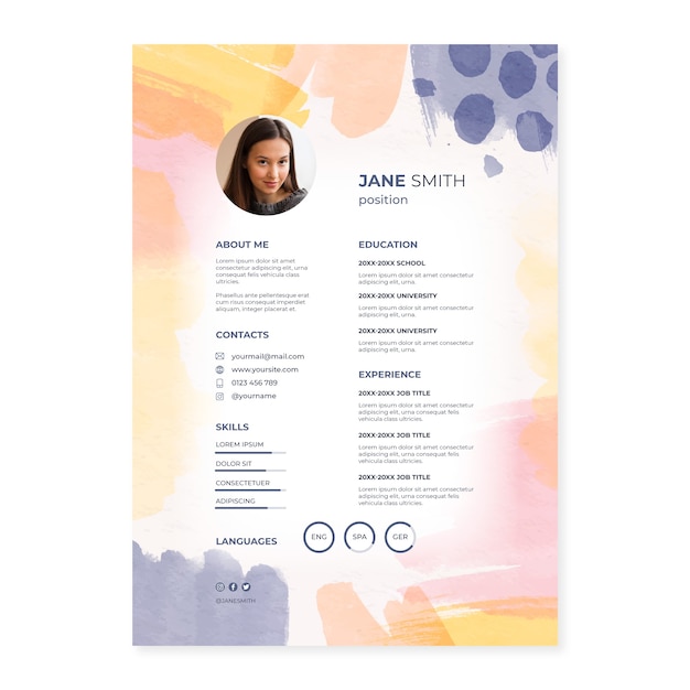 Watercolor cv template