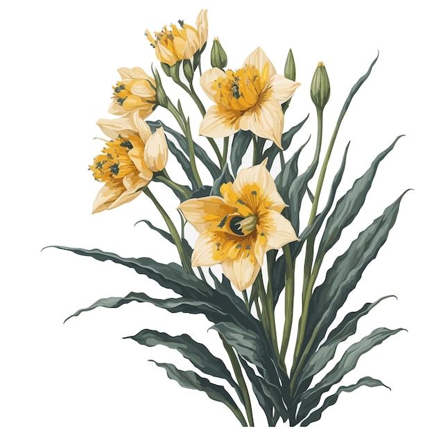 Watercolor Daffodil Pheasants Eye Clipart