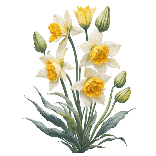 Watercolor Daffodil Salome Clipart Floral Bouquet blossom