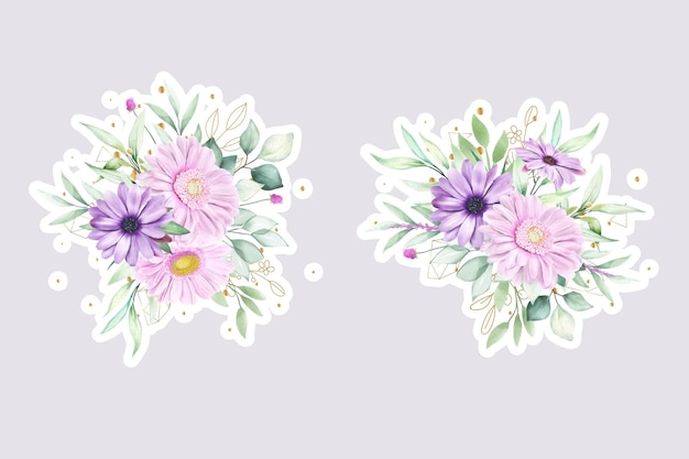 watercolor daisy floral wreath illustration