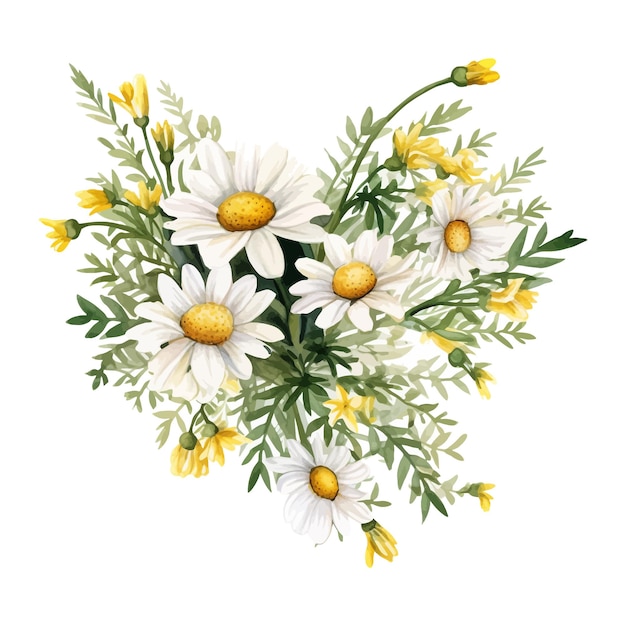 Vector watercolor daisy flower clipart