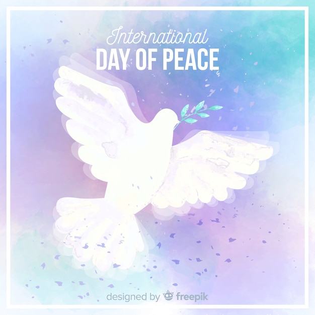 Vector watercolor day of peace composition with white dove