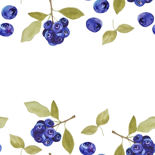 Vector watercolor decorative frame with berries blueberries