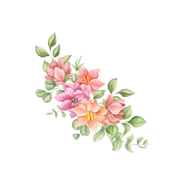 Watercolor decorative lovely floral bouquet design