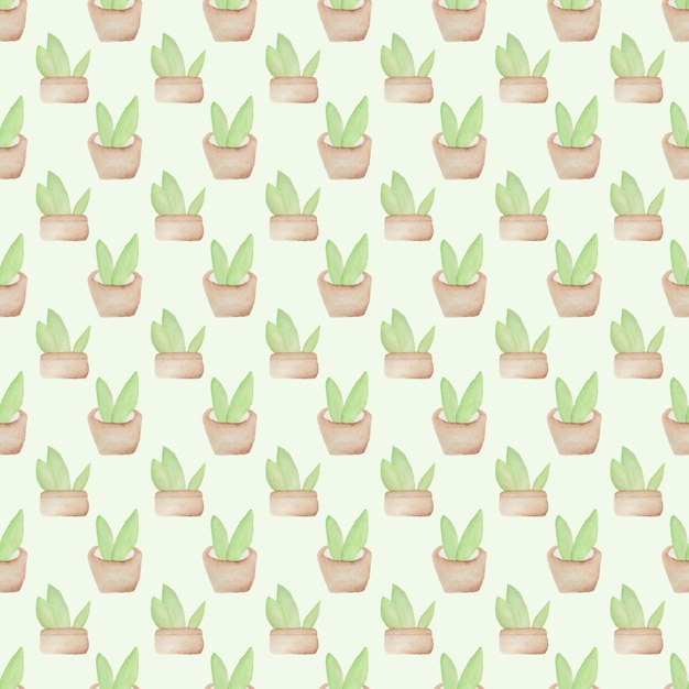 Watercolor Decorative Plants Seamless Pattern