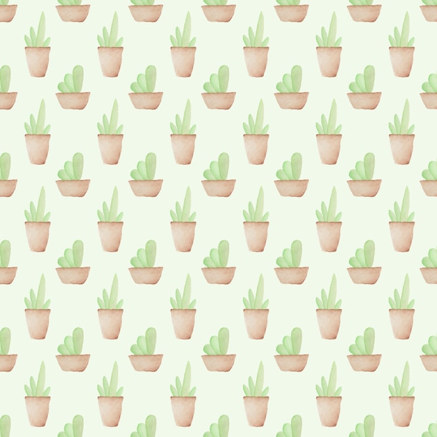 Watercolor decorative plants seamless pattern