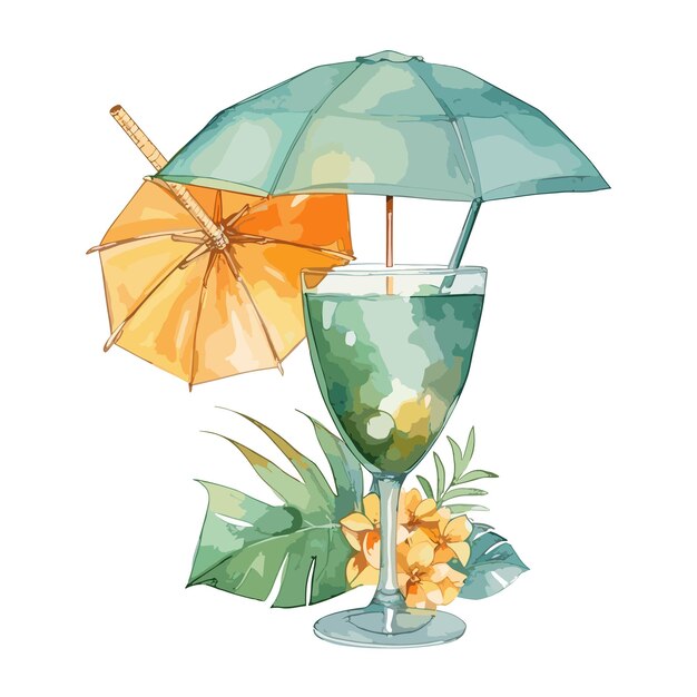 Vector watercolor delicious cocktail