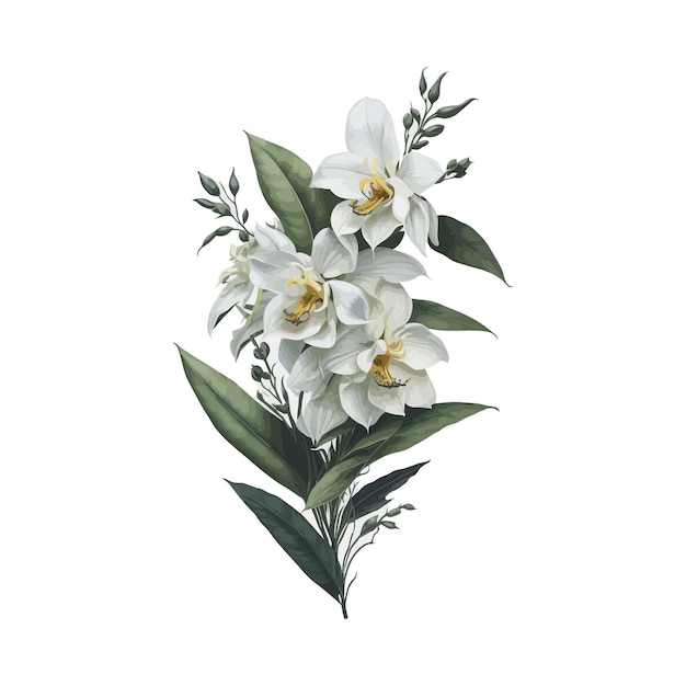 Vector watercolor dendrobium