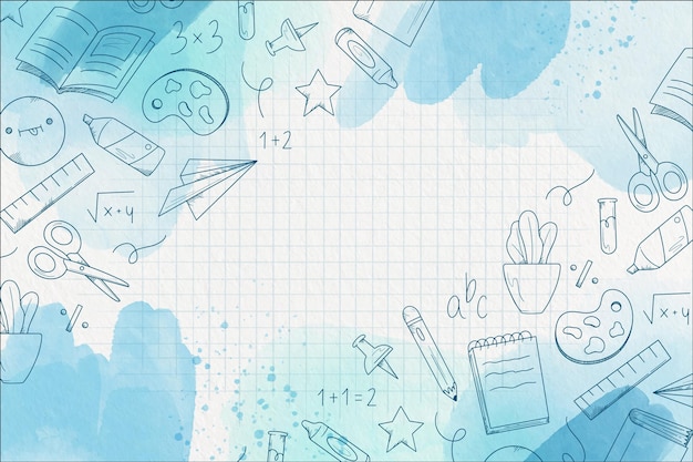 Watercolor design back to school background