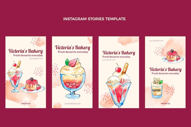 Watercolor desserts instagram stories