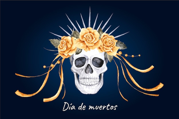 Вектор Акварельный фон dia de muertos