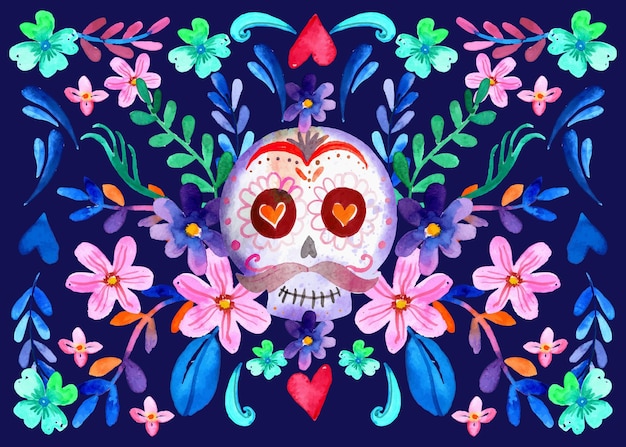 Vector watercolor dia de muertos background