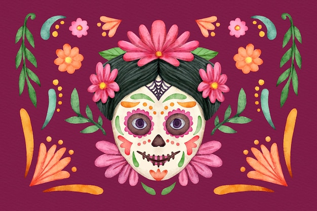 Вектор Акварельный фон dia de muertos