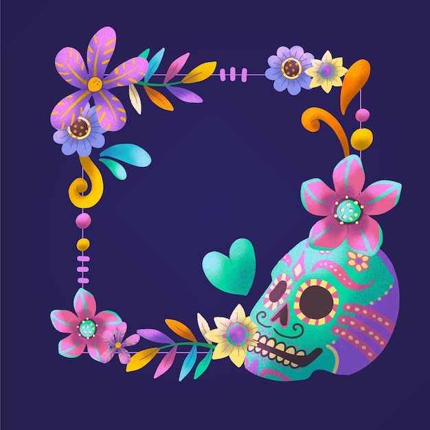 수채화 Dia De Muertos 프레임 템플릿