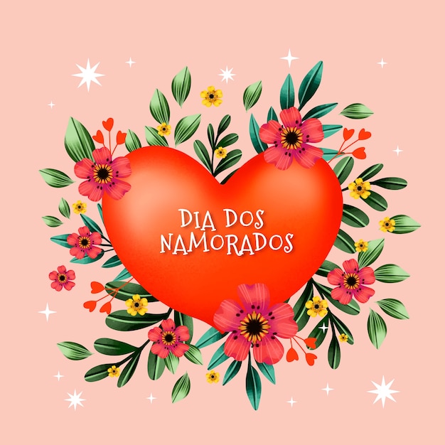 Watercolor dia dos namorados illustration