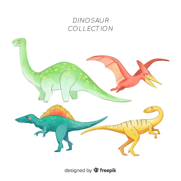 Collezione di dinosauri acquerello