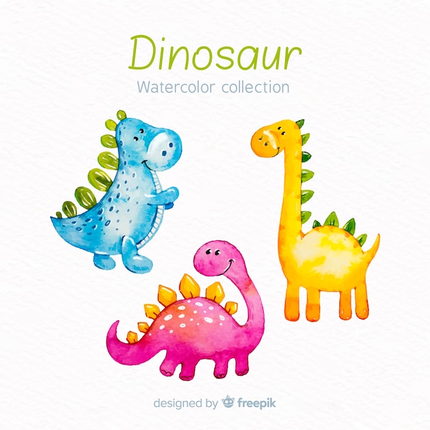 Vector watercolor dinosaur collection
