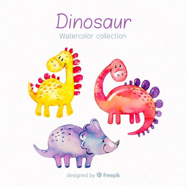 Watercolor dinosaur collection