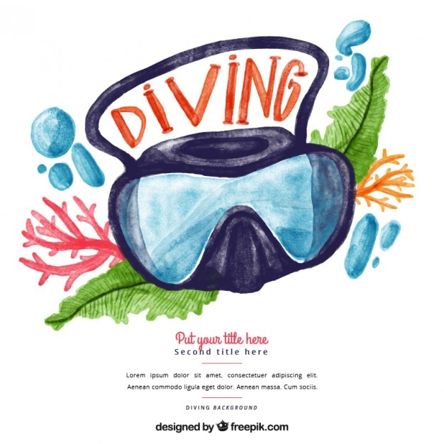 Watercolor diving goggles background