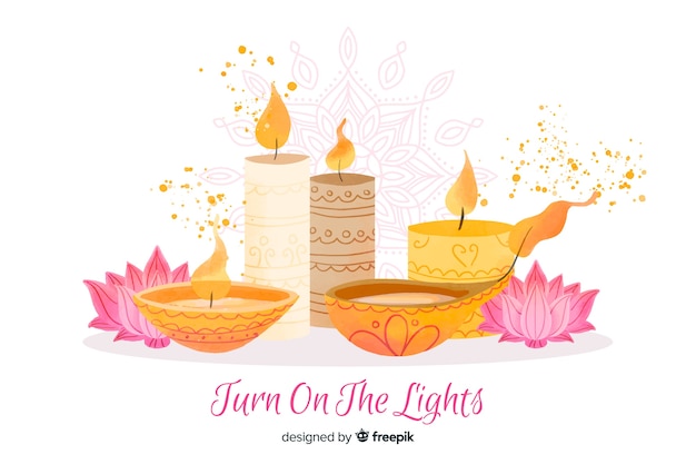 Watercolor diwali background