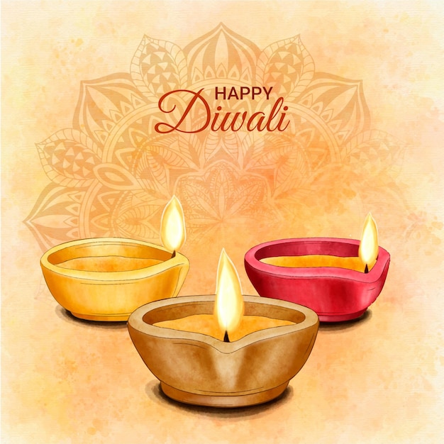 Vettore concetto di diwali dell'acquerello