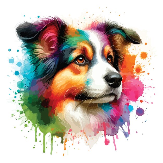 Vector watercolor dog head