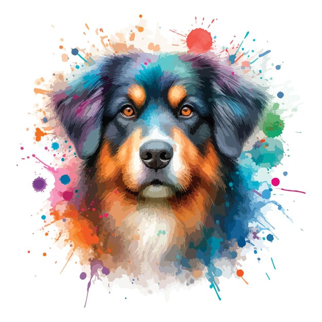 Vector watercolor dog head