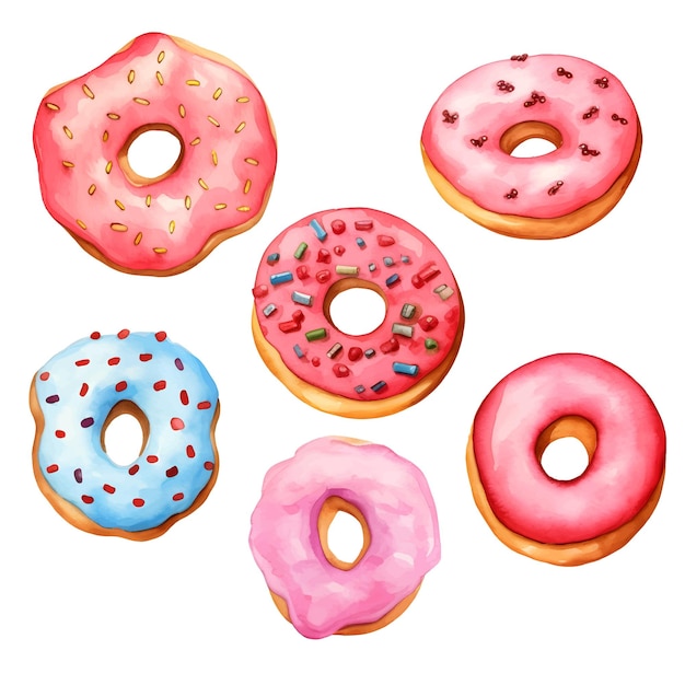 watercolor donuts clipart collection