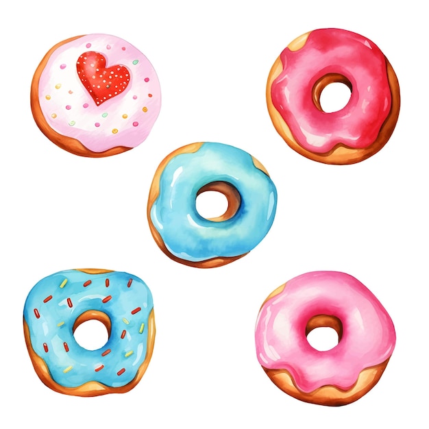 watercolor donuts clipart collection