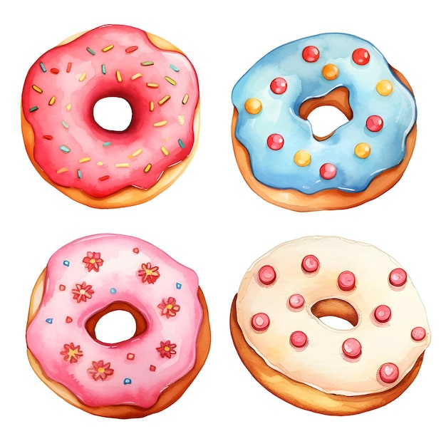 watercolor donuts clipart collection