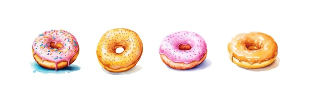 Vector watercolor doughnut set vector illustration design