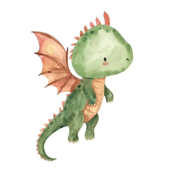 Watercolor dragon illustration for kids