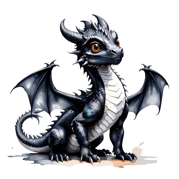 Vector watercolor dragon vector illustration isolated in white background