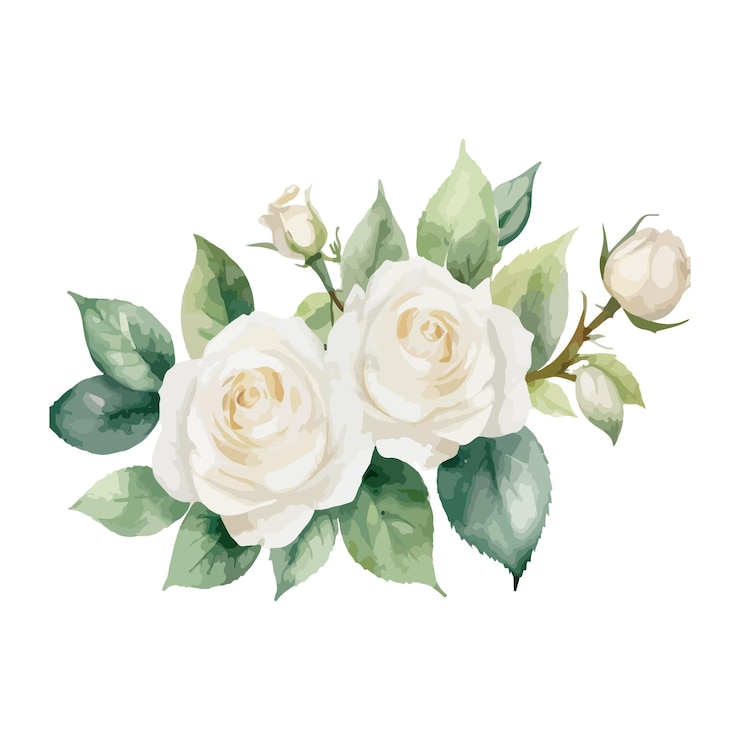 Vector バラの花束を水彩で描いた絵