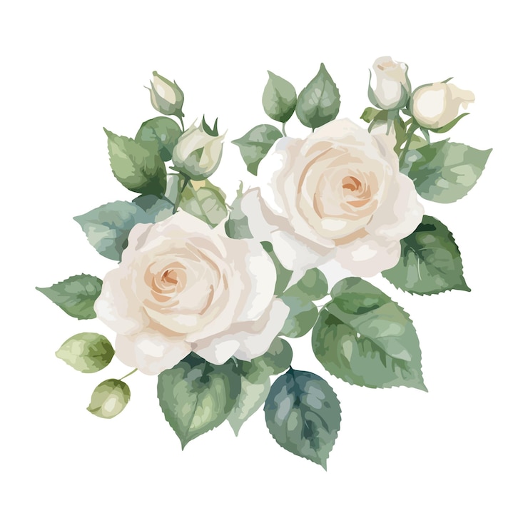 Vector バラの花束を水彩で描いた絵