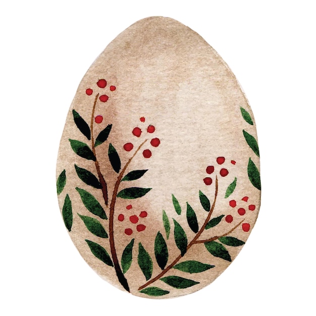 watercolor drawing by handsEaster eggs cute colored egg with drawing of leaves