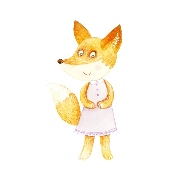 Watercolor drawing of cute fox