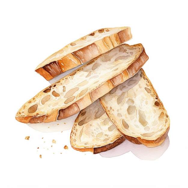 Vector watercolor drawing french baguette