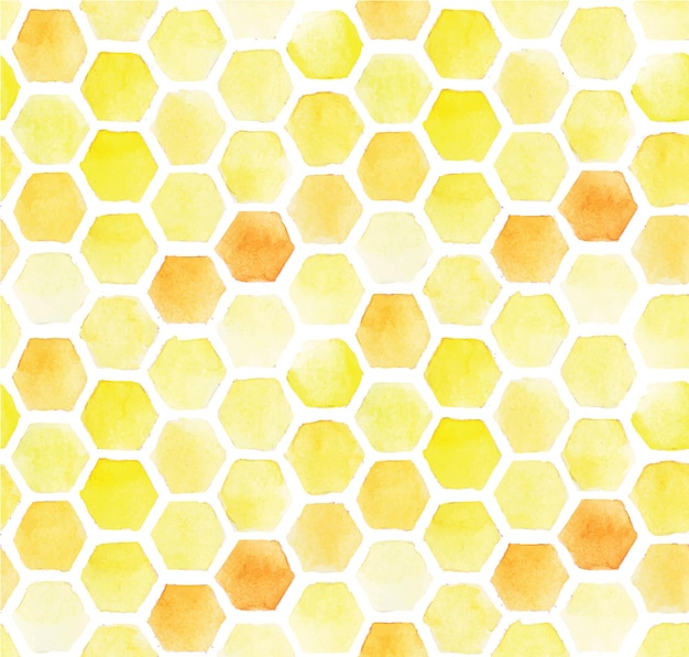 Watercolor drawing honeycomb seamless pattern cute abstract background with yellow honeycombs