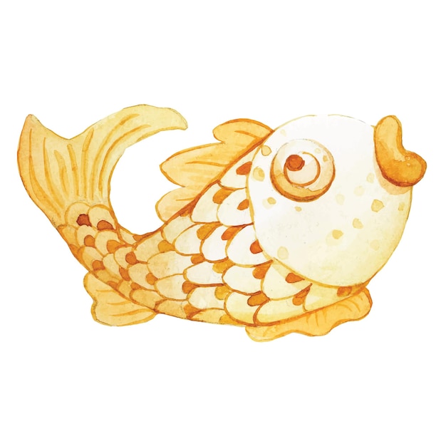 watercolor drawing. japanese traditional golden carp. golden fish chinese new year