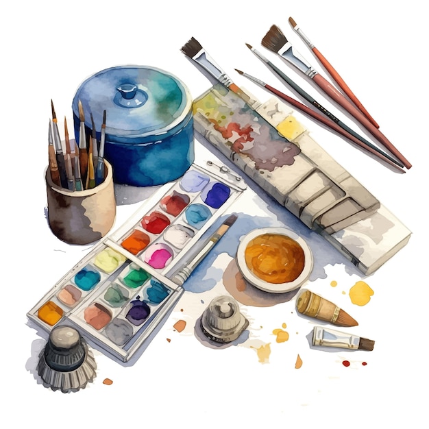 Watercolor drawing materials artist tools