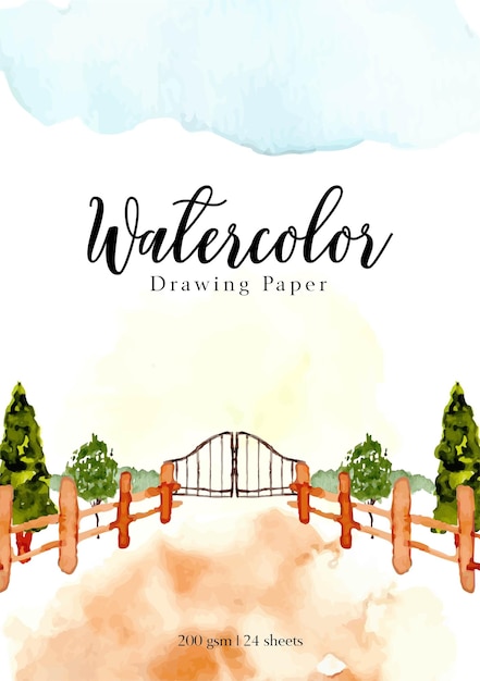 Vector watercolor drawing paper cover design minimalist