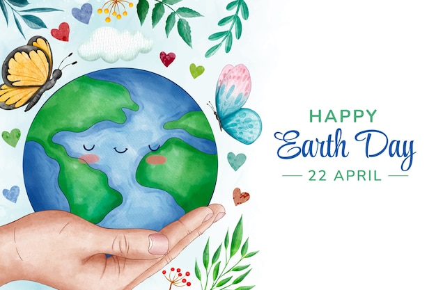 Watercolor earth day background