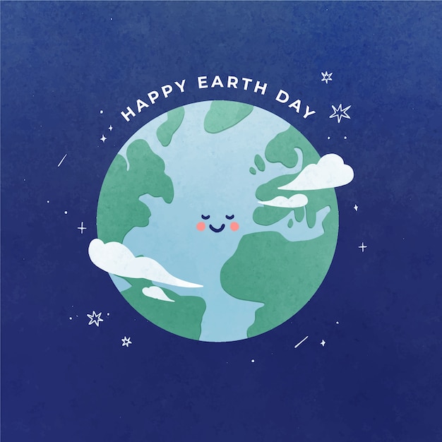Vector watercolor earth day illustration
