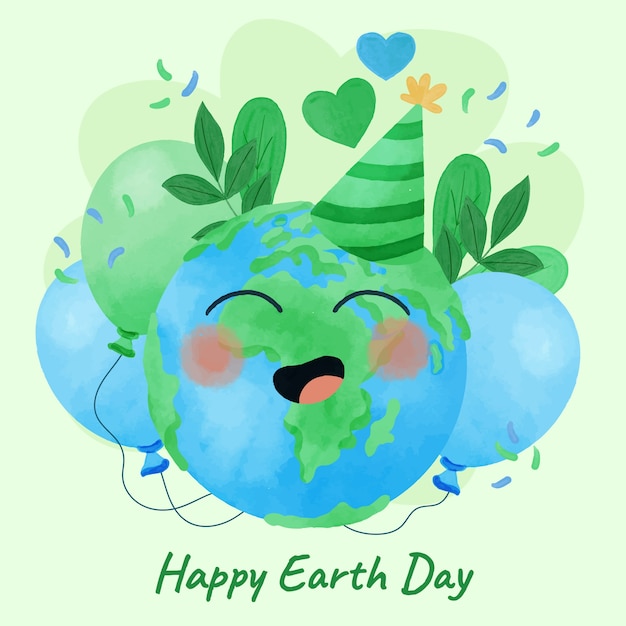 Watercolor earth day illustration