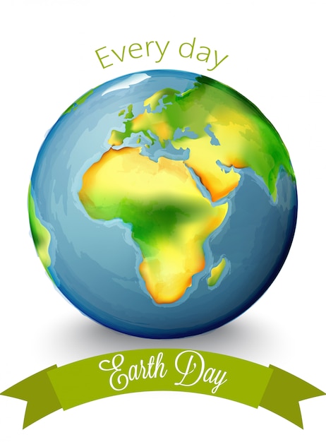 Watercolor earth day with africa continent in the center