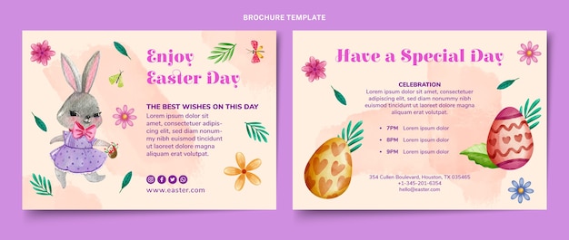 Watercolor easter brochure template