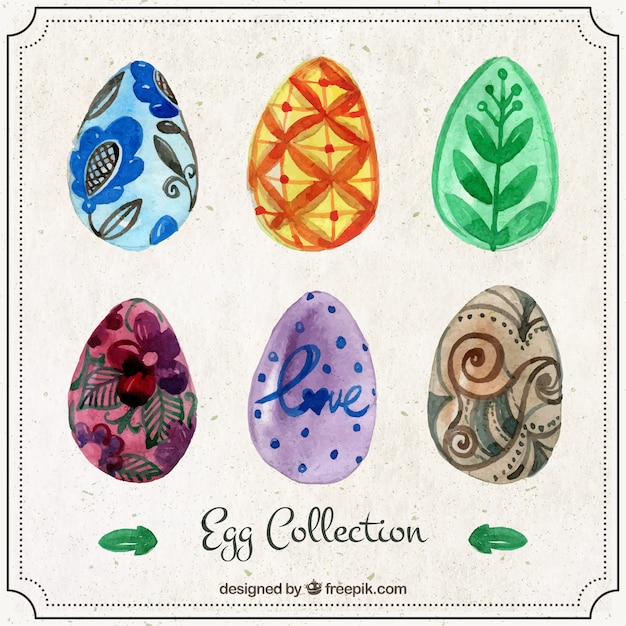 Watercolor easter egg collection