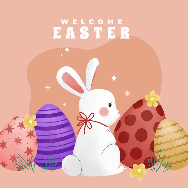 Vector watercolor easter illustration